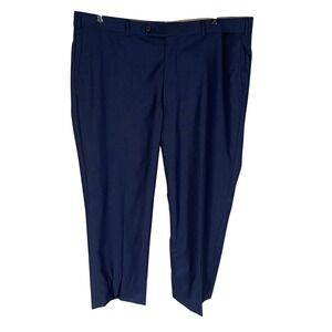 Samuelsohn Mens Navy Blue Super 120s Wool SB Gable Dress Trousers 41 
Tailored